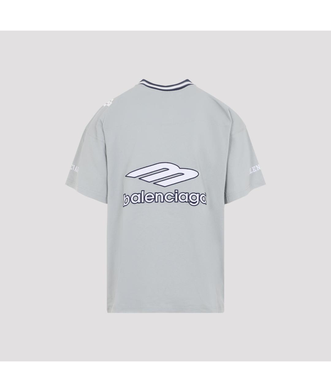 BALENCIAGA Серая хлопковая футболка, фото 2