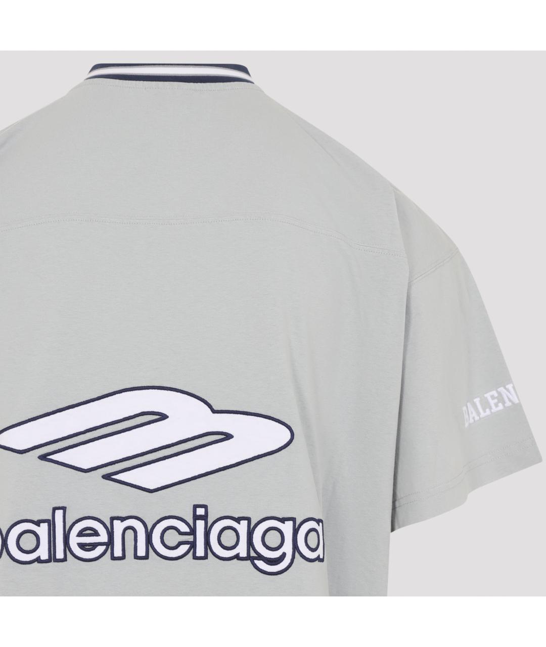 BALENCIAGA Серая хлопковая футболка, фото 3