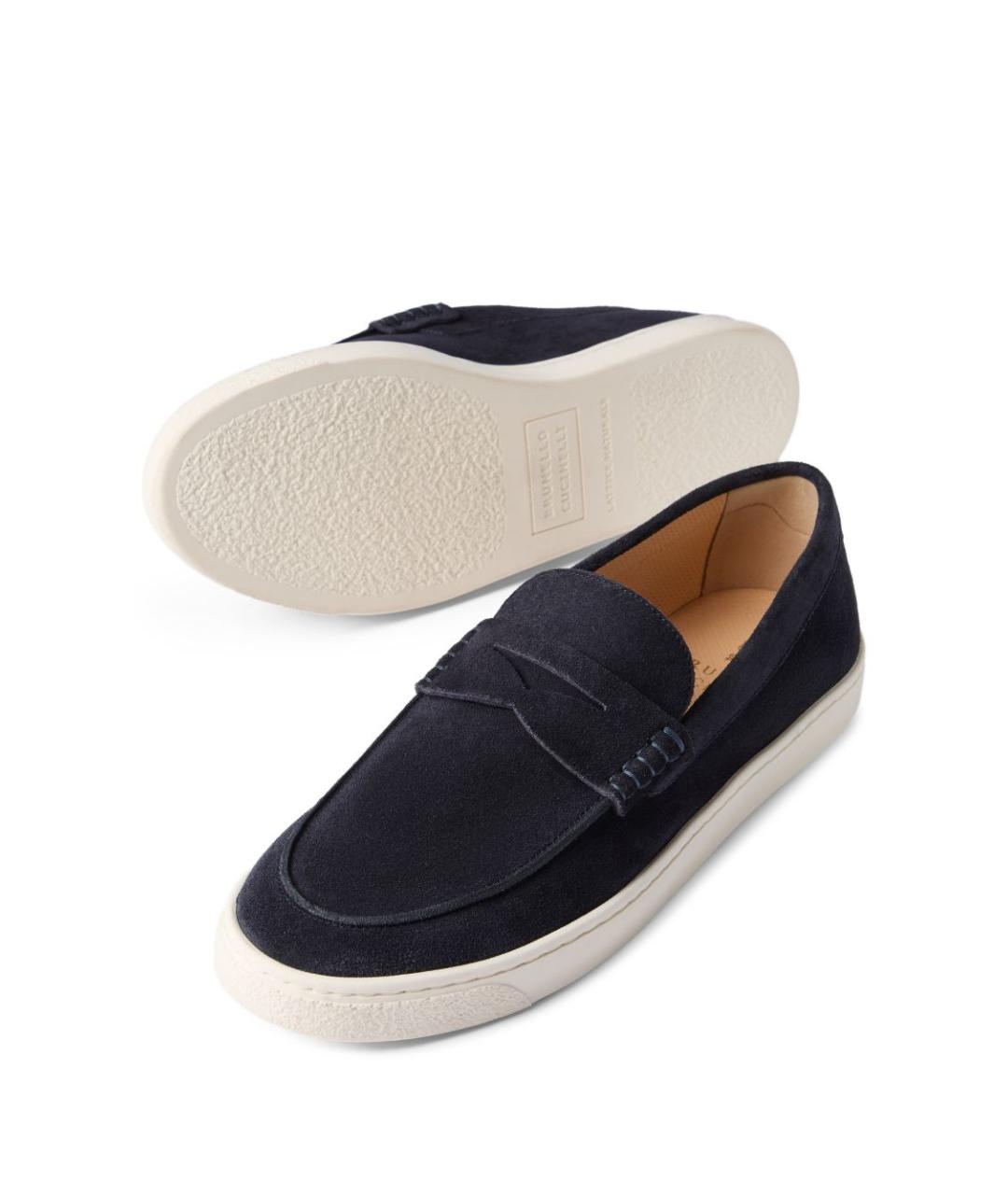 BRUNELLO CUCINELLI Синие кожаные лоферы, фото 4