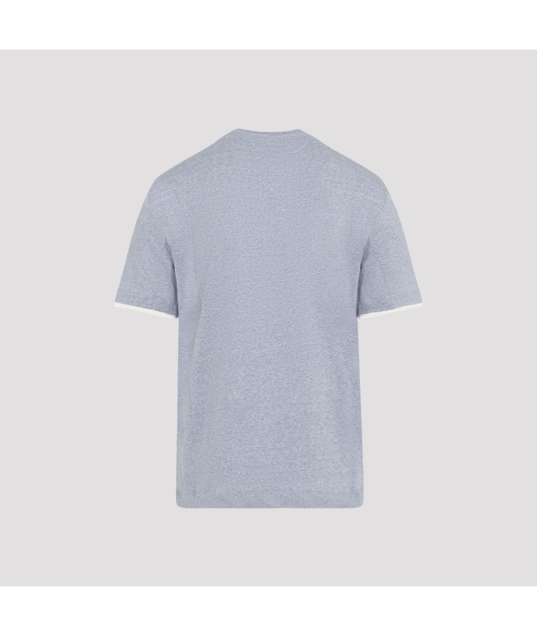 BRUNELLO CUCINELLI Синяя хлопковая футболка, фото 3