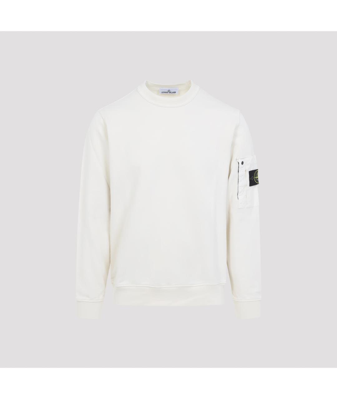 STONE ISLAND Белый хлопковый джемпер / свитер, фото 2