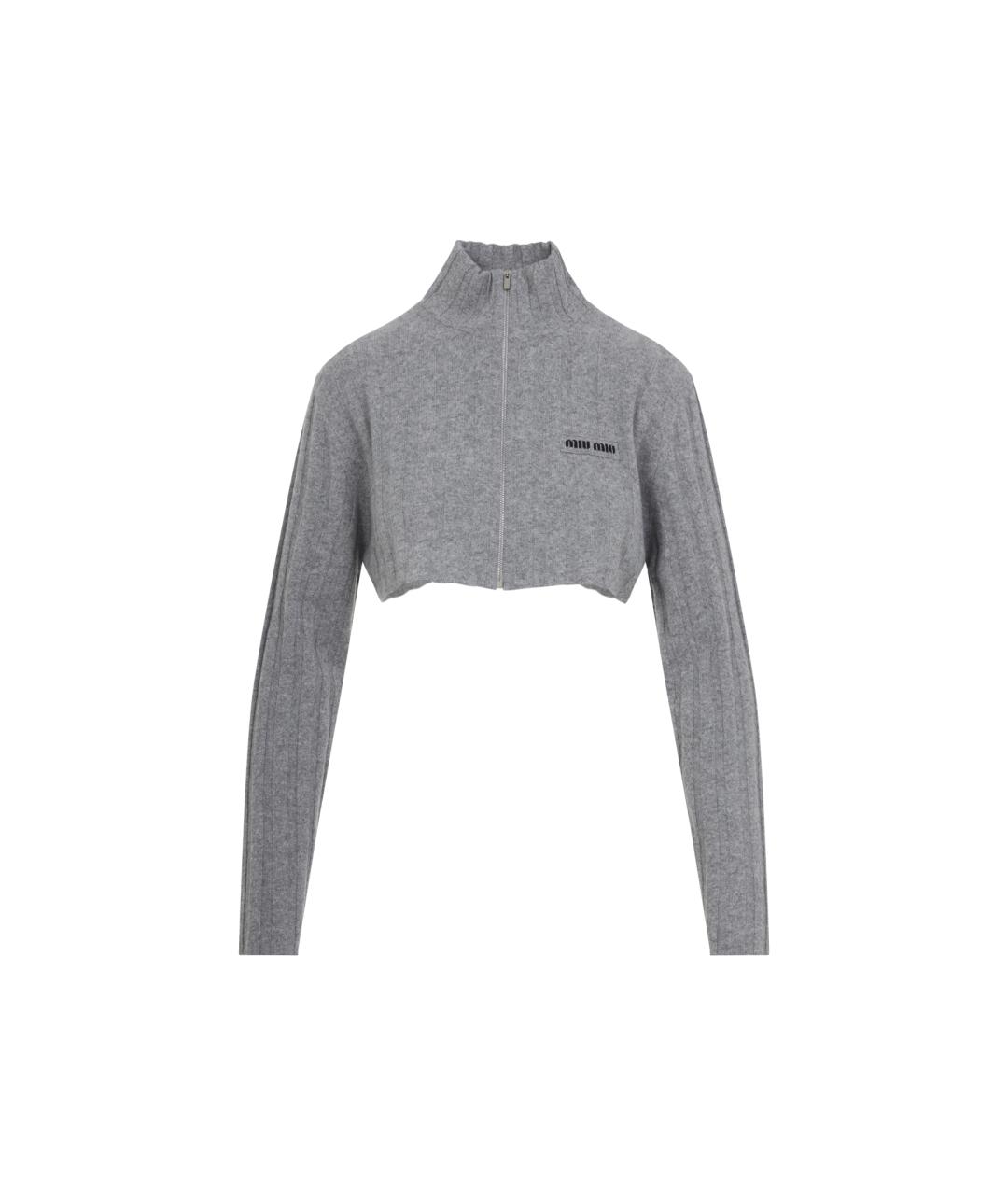 MIU MIU Серый кашемировый кардиган, фото 1