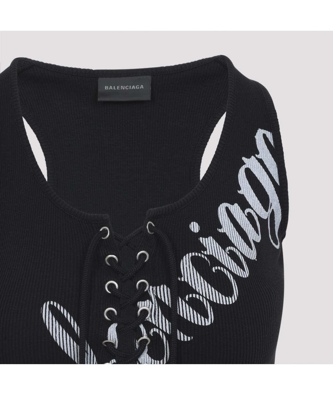 BALENCIAGA Черная хлопковая майка, фото 4