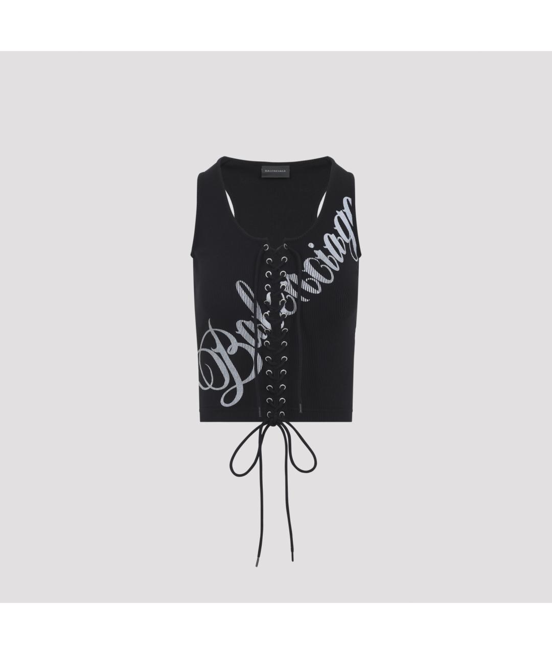 BALENCIAGA Черная хлопковая майка, фото 2