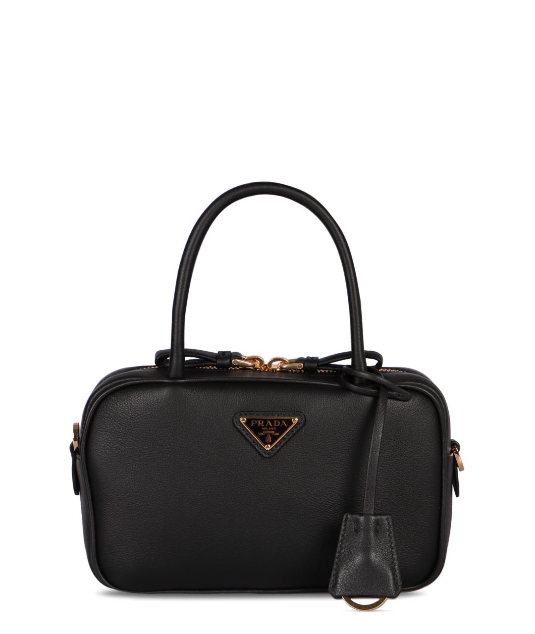 PRADA Черная кожаная сумка с короткими ручками, фото 1