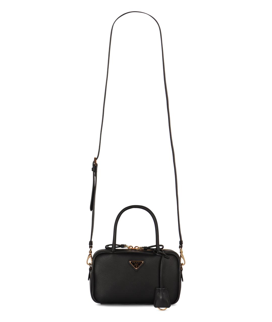 PRADA Черная кожаная сумка с короткими ручками, фото 5