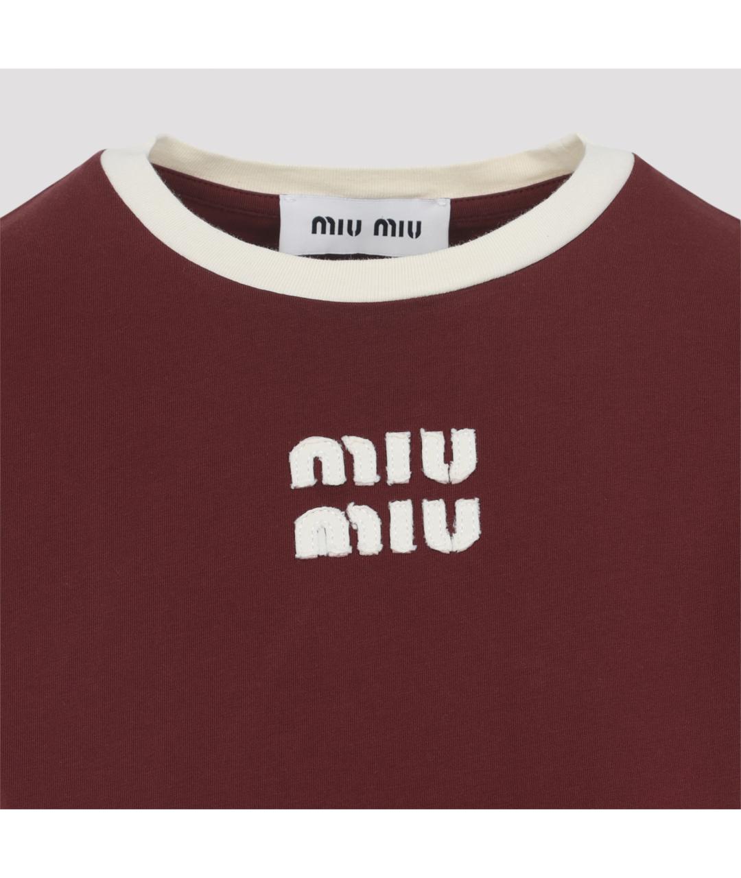 MIU MIU Красная хлопковая футболка, фото 4