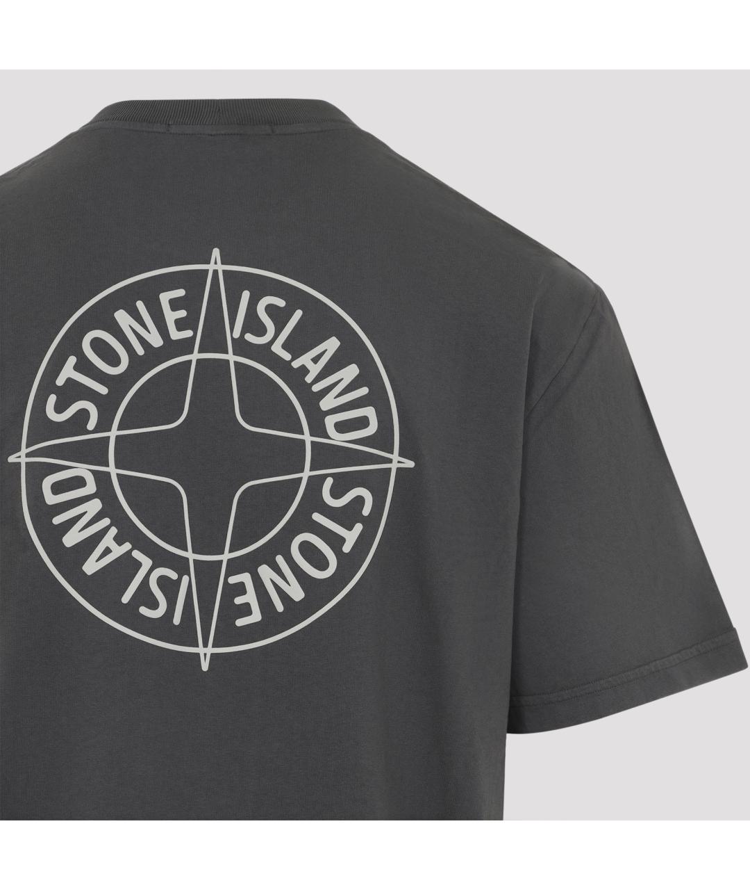 STONE ISLAND Серая хлопковая футболка, фото 5