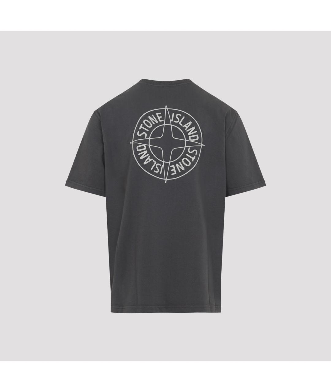 STONE ISLAND Серая хлопковая футболка, фото 3