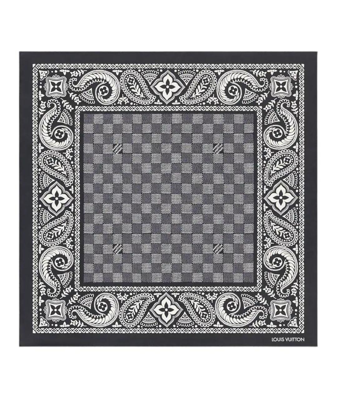 LOUIS VUITTON Черный шелковый шарф, фото 1