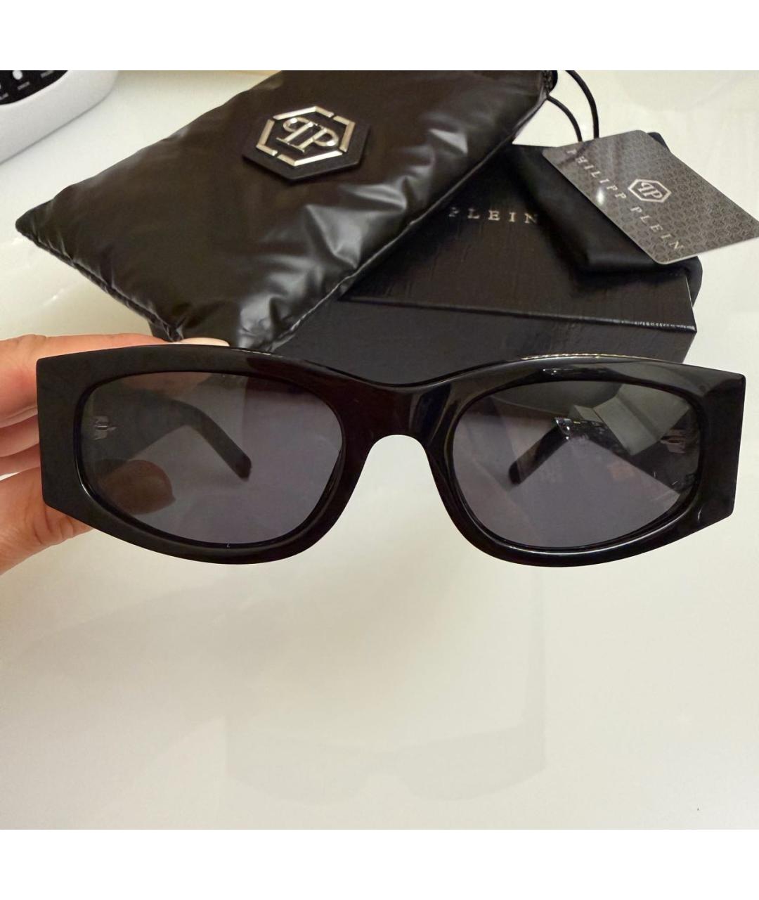 PHILIPP PLEIN Черные пластиковые солнцезащитные очки, фото 8