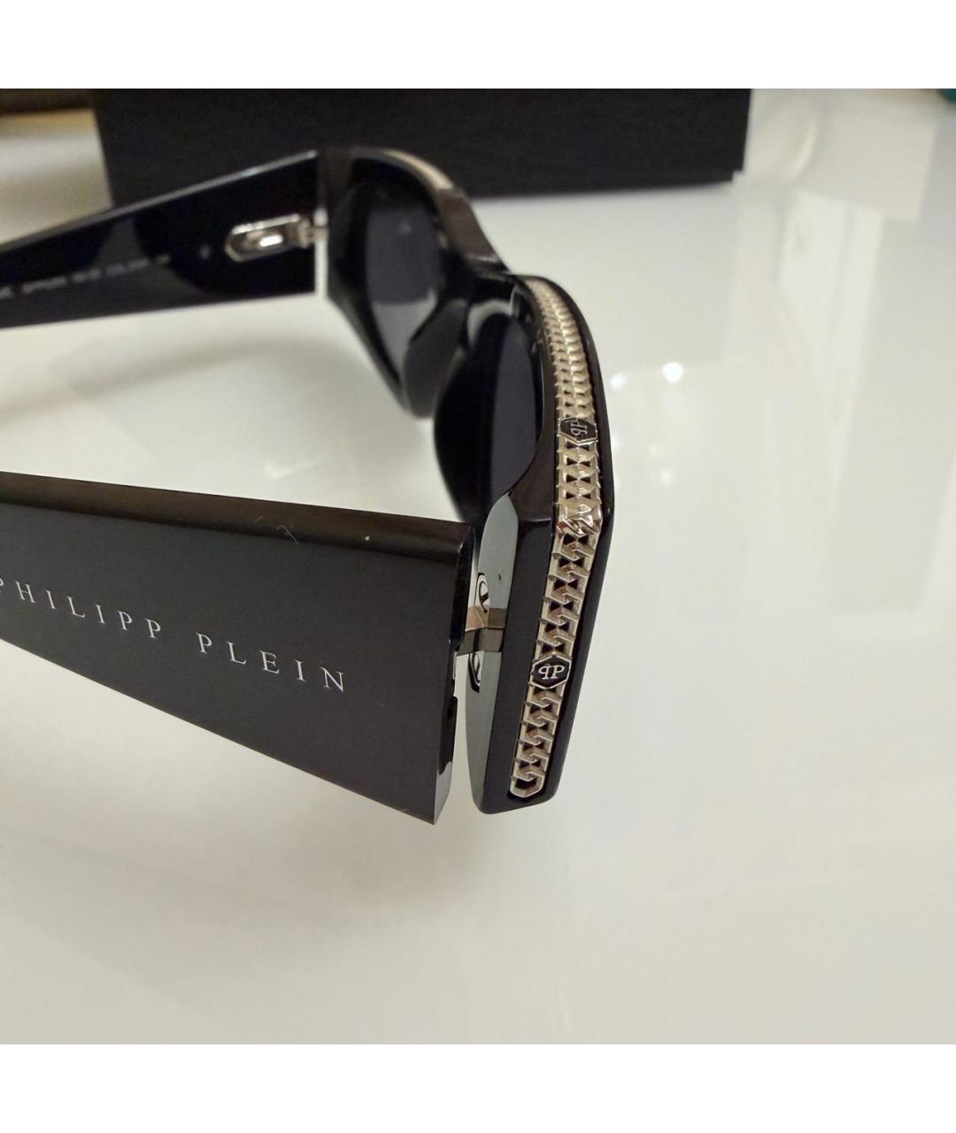 PHILIPP PLEIN Черные пластиковые солнцезащитные очки, фото 4