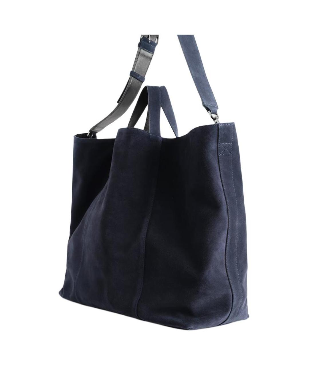 COS Темно-синяя замшевая сумка тоут, фото 4