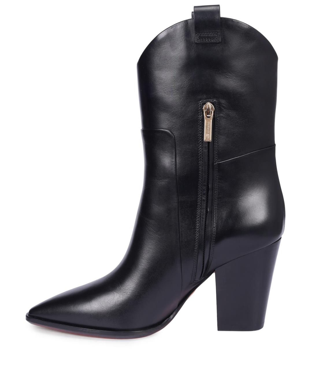 SANTONI Черные кожаные ботильоны, фото 3