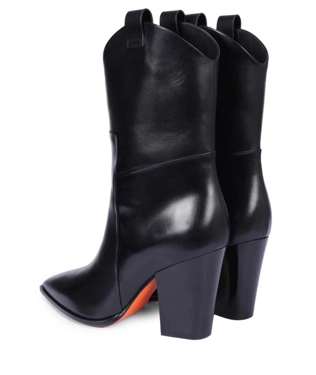 SANTONI Черные кожаные ботильоны, фото 4