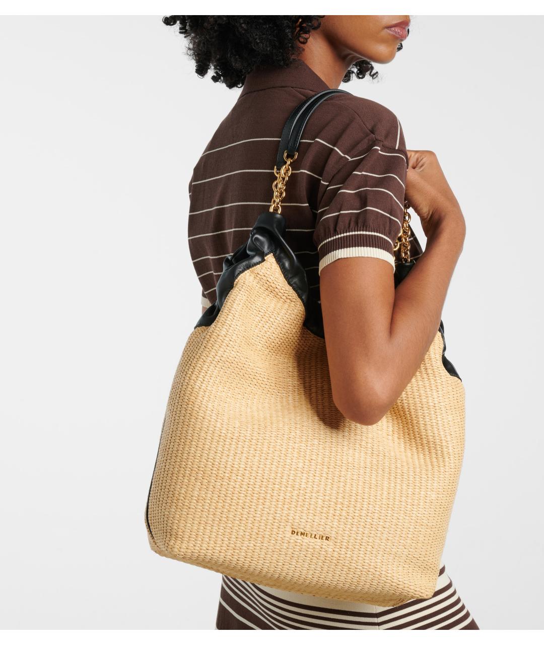 DEMELLIER Бежевая пелетеная сумка тоут, фото 2