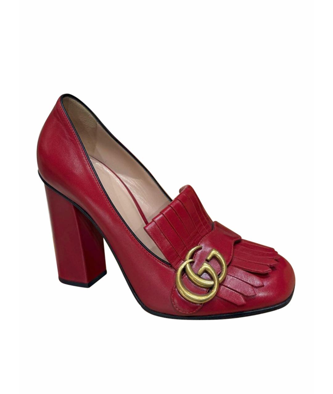 GUCCI Красные кожаные туфли, фото 1