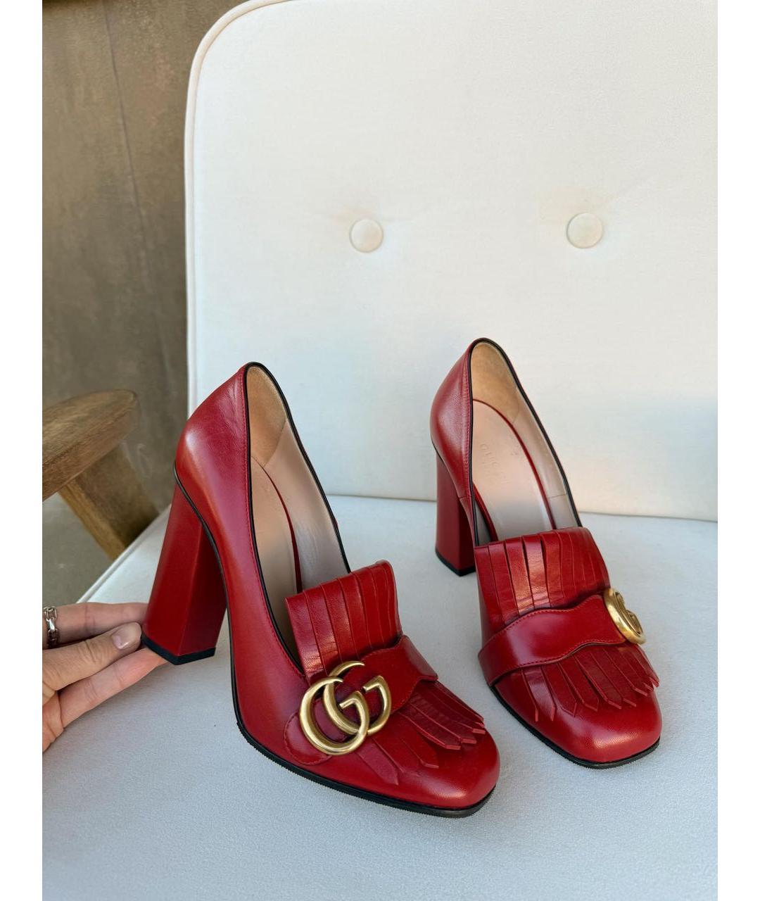 GUCCI Красные кожаные туфли, фото 2
