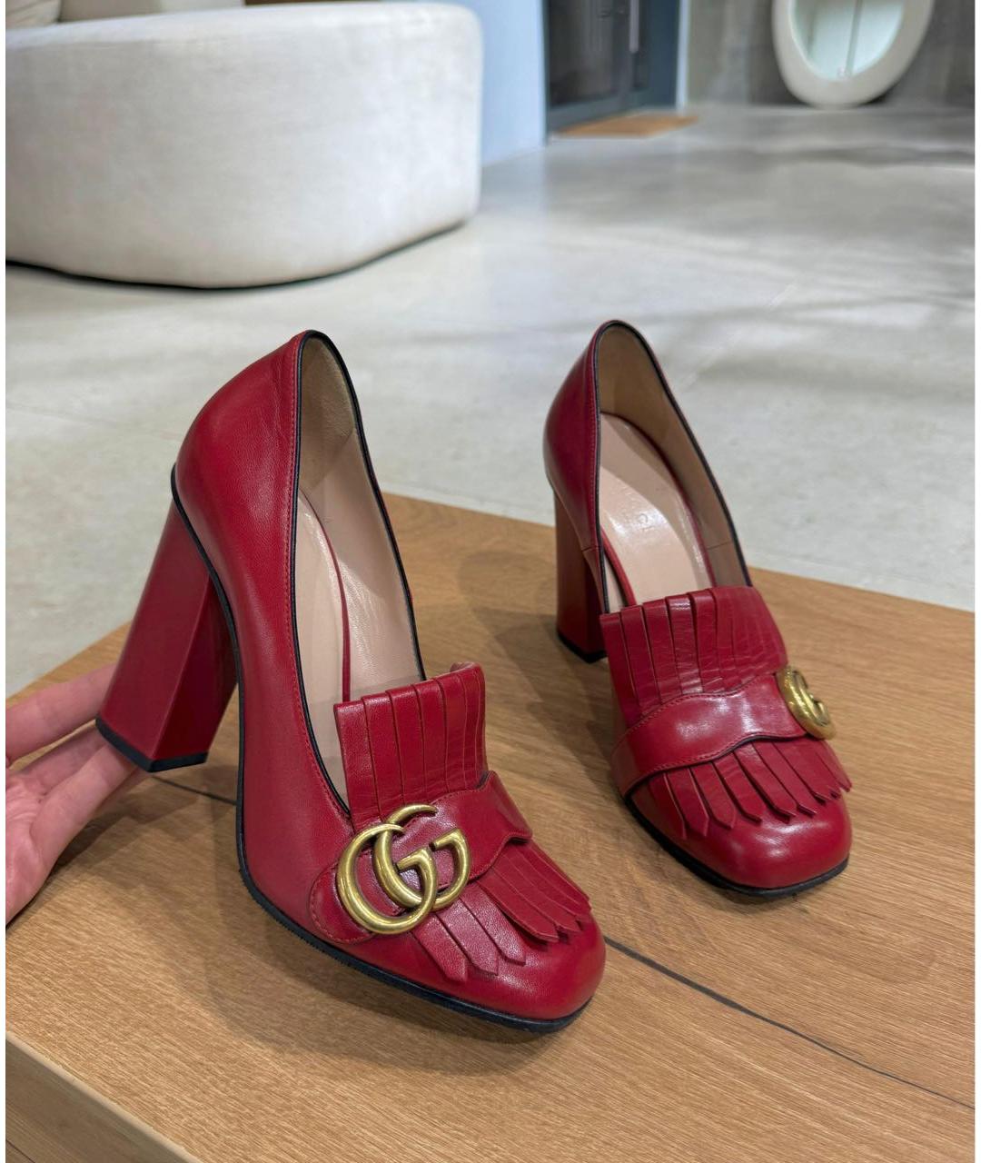 GUCCI Красные кожаные туфли, фото 4