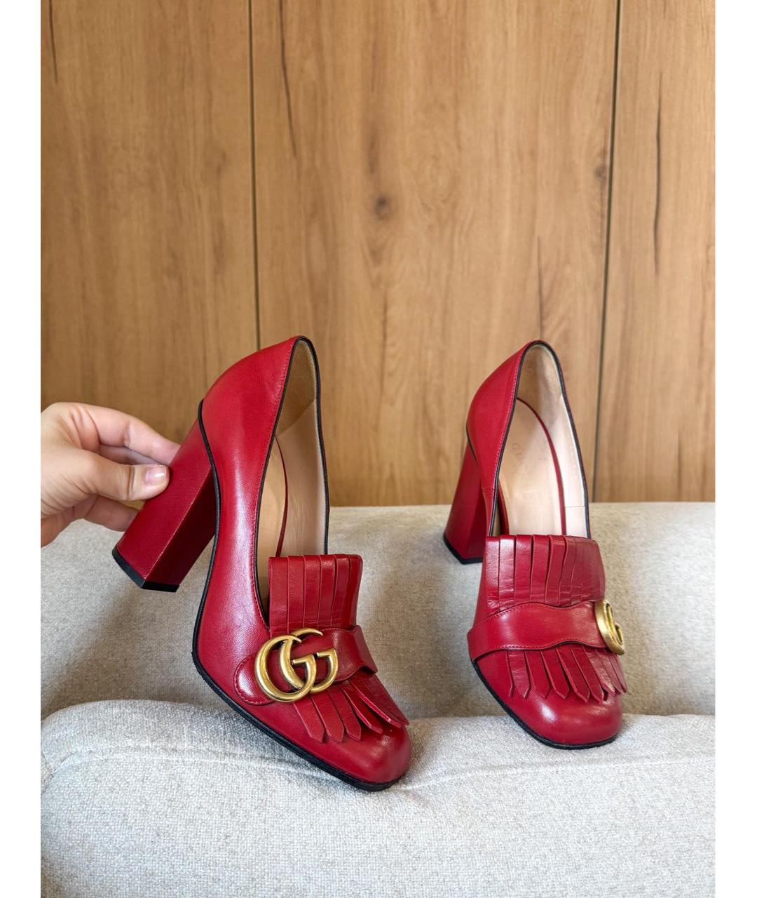 GUCCI Красные кожаные туфли, фото 3