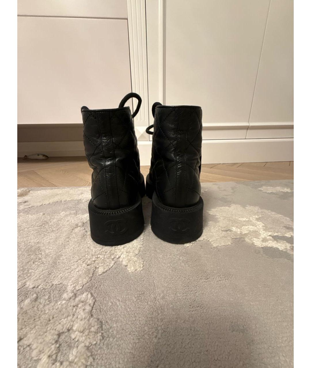CHANEL Черные кожаные ботинки, фото 3
