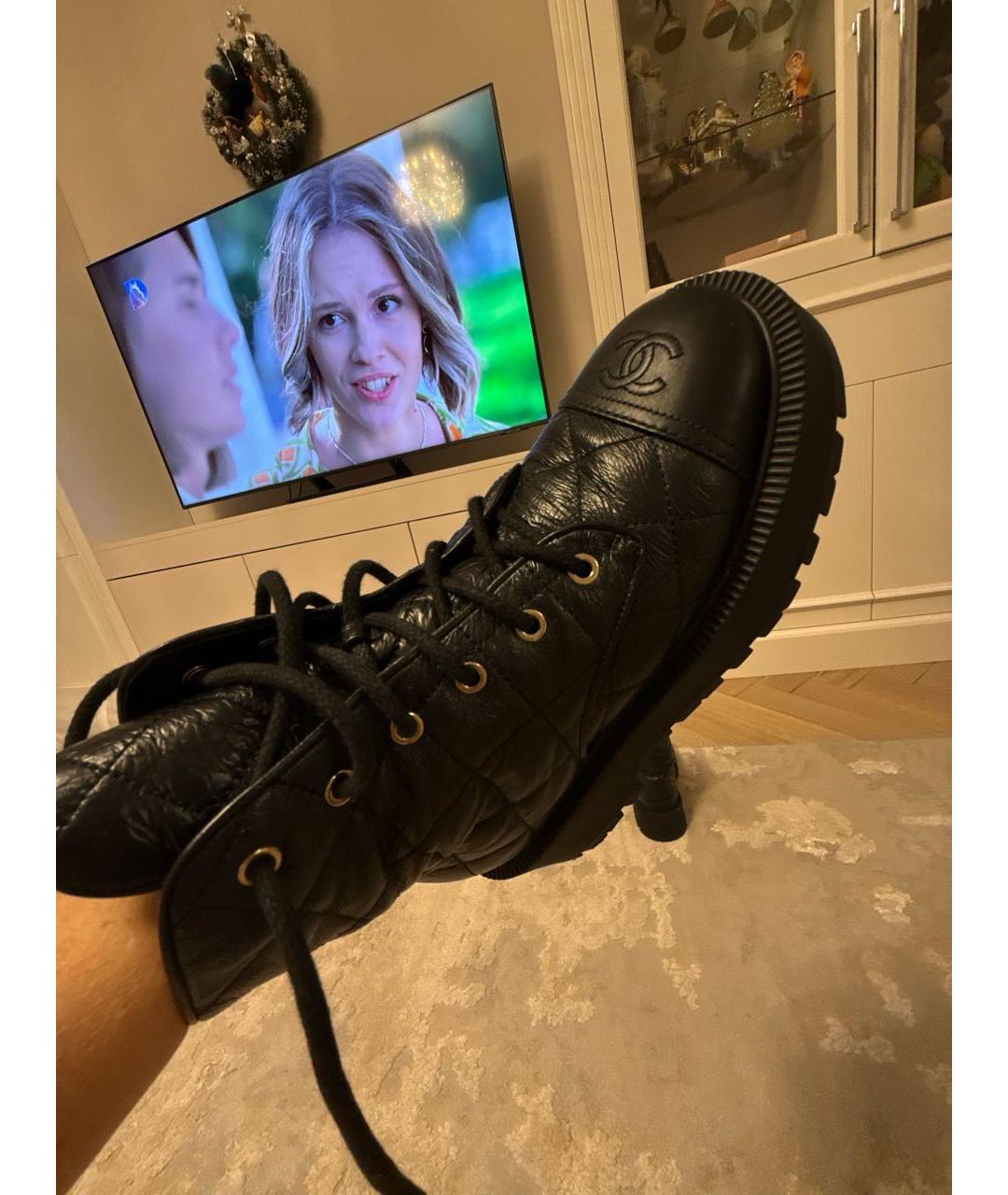 CHANEL Черные кожаные ботинки, фото 6
