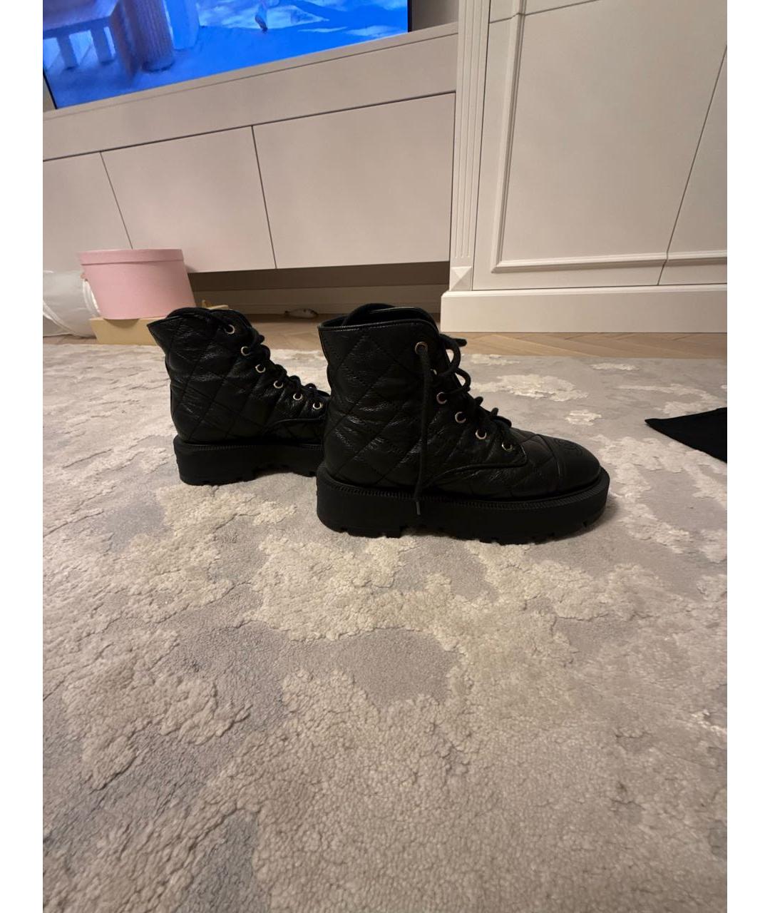 CHANEL Черные кожаные ботинки, фото 7