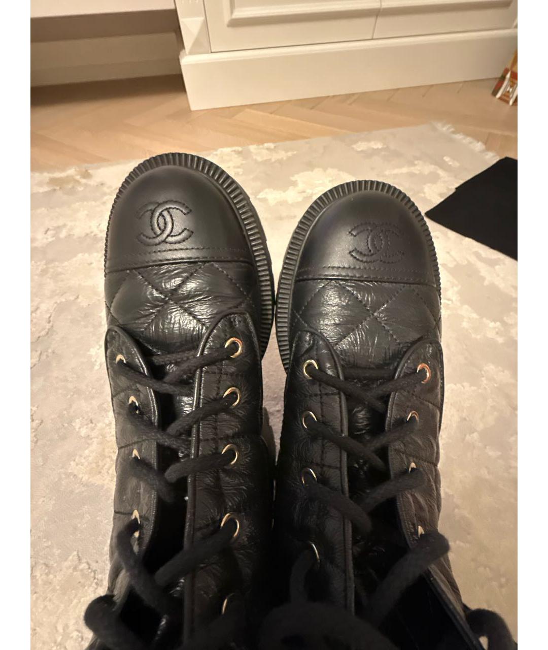 CHANEL Черные кожаные ботинки, фото 2