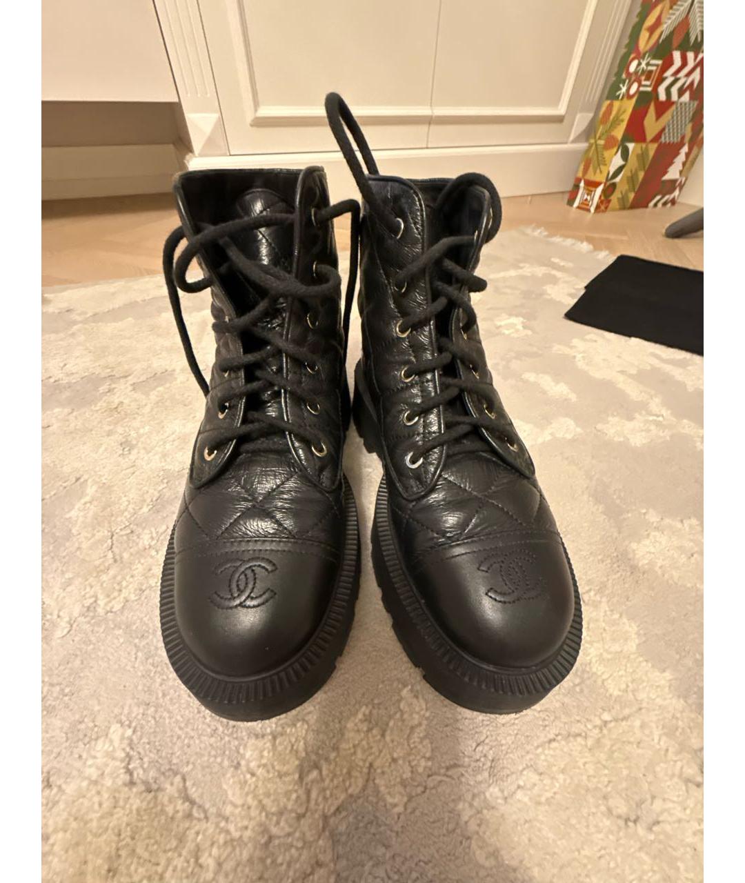CHANEL Черные кожаные ботинки, фото 4