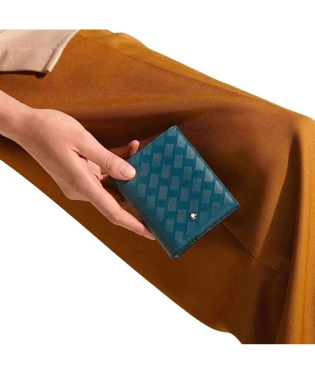 MONTBLANC Бирюзовый кожаный кошелек, фото 6