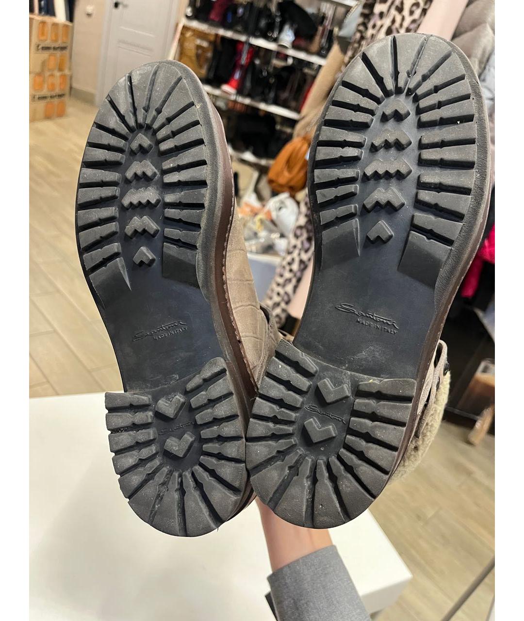 SANTONI Коричневые кожаные ботинки, фото 2