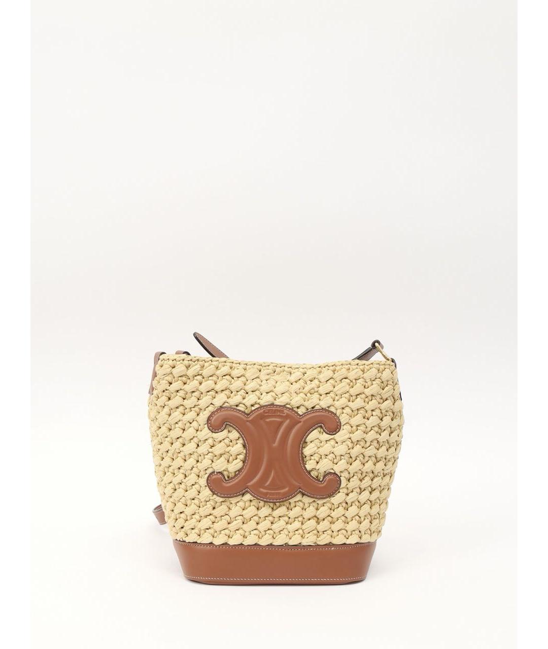 CELINE Бежевая пелетеная сумка через плечо, фото 2