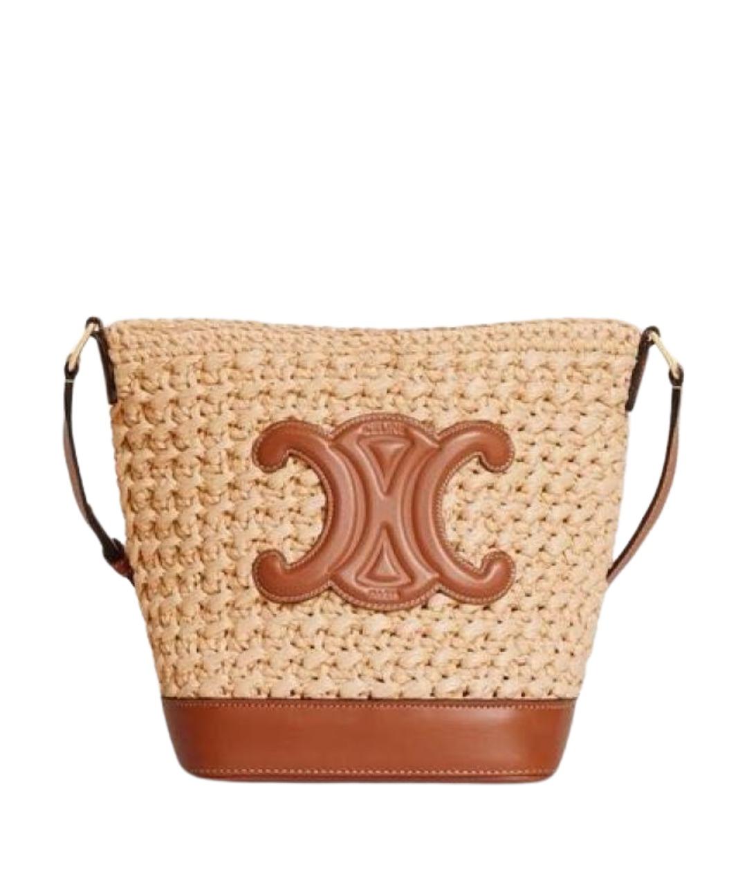 CELINE Бежевая пелетеная сумка через плечо, фото 1