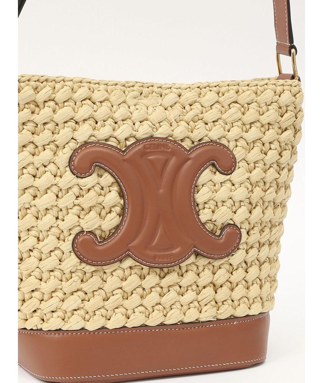 CELINE Бежевая пелетеная сумка через плечо, фото 5