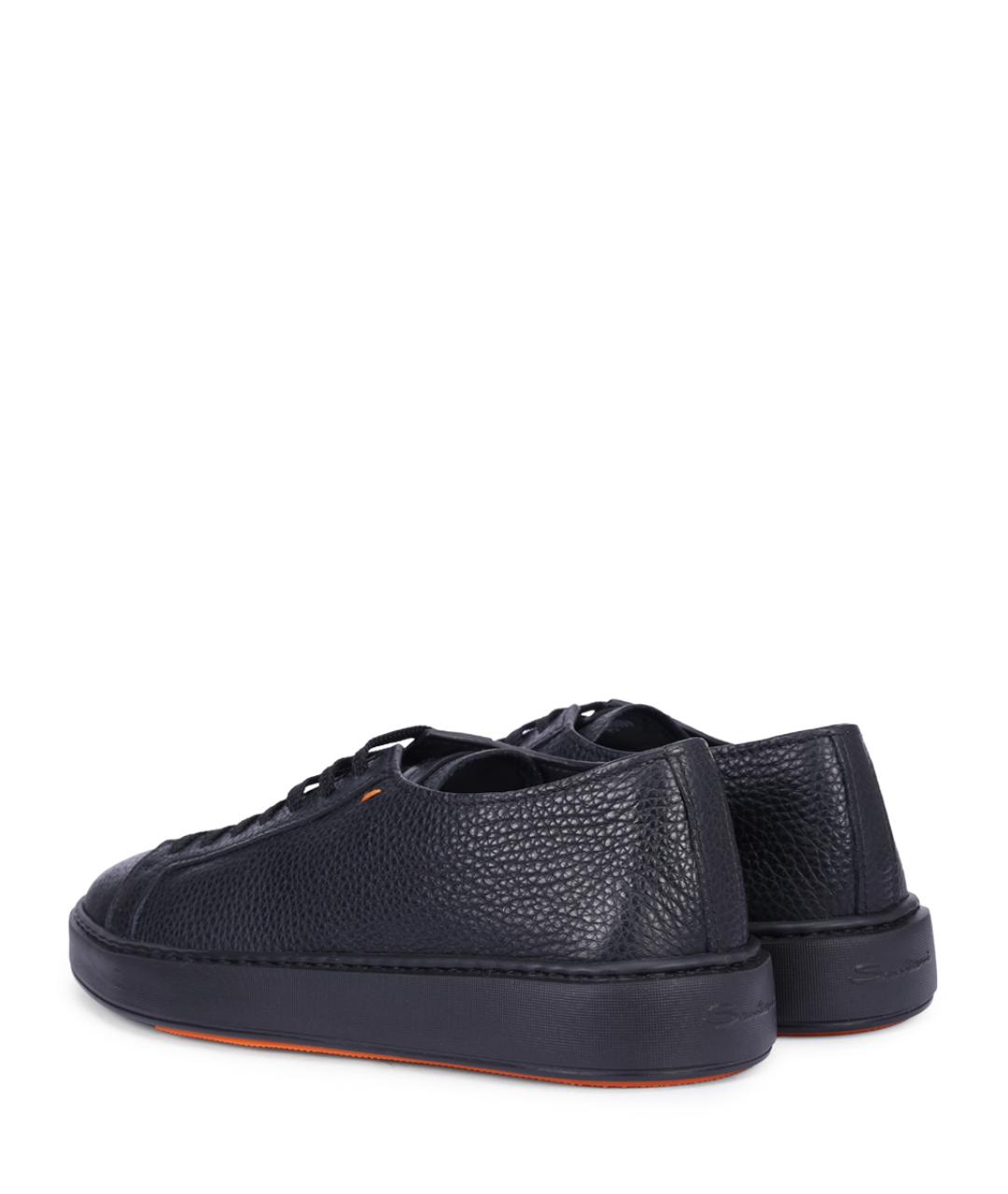 SANTONI Черные кожаные низкие кроссовки / кеды, фото 4