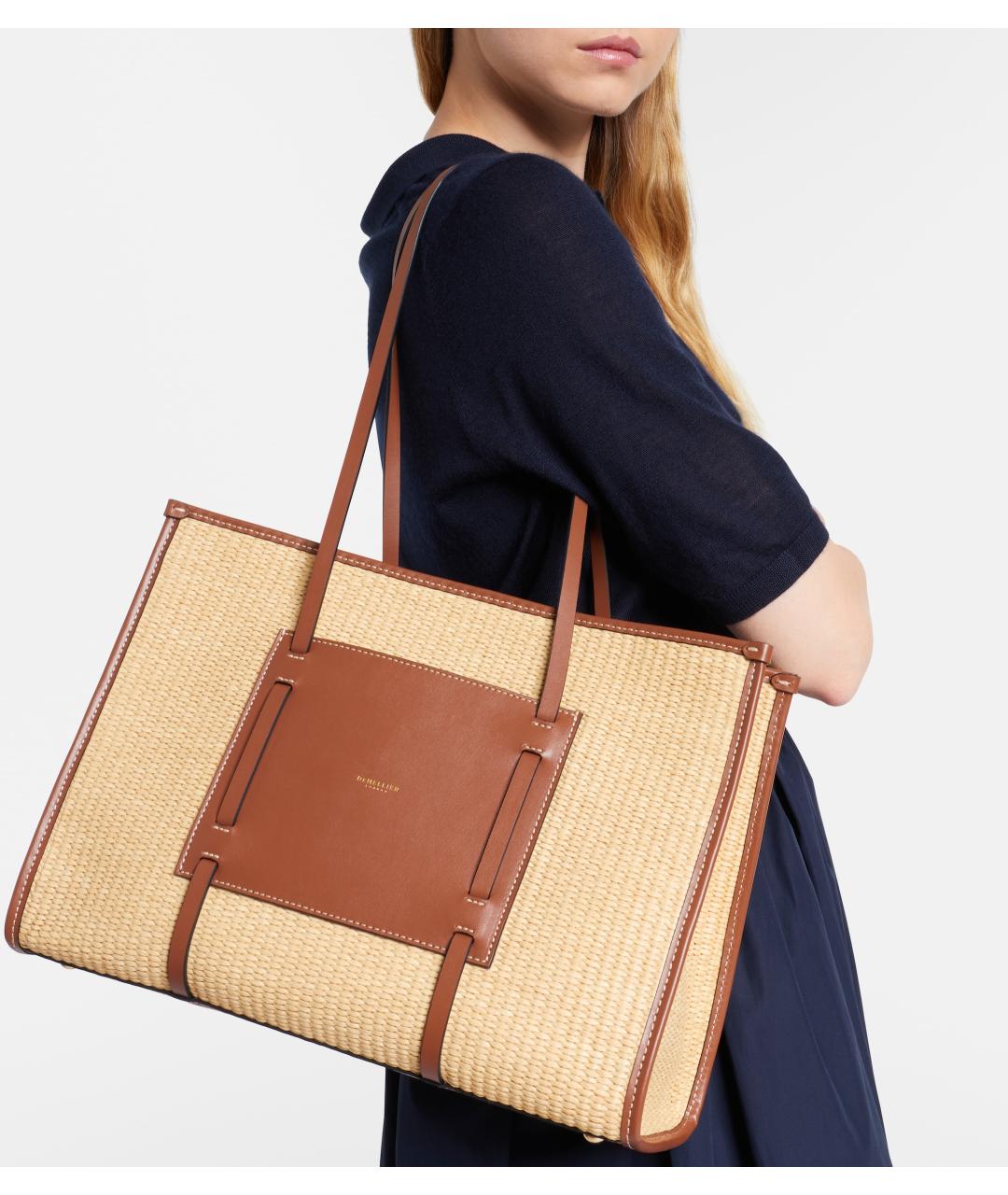 DEMELLIER Бежевая пелетеная сумка тоут, фото 2