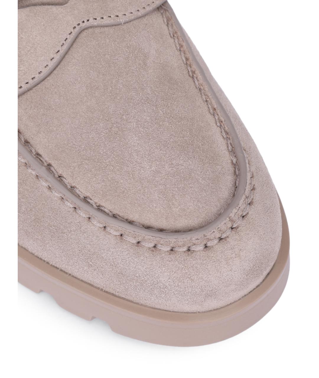 SANTONI Бежевые замшевые лоферы, фото 5