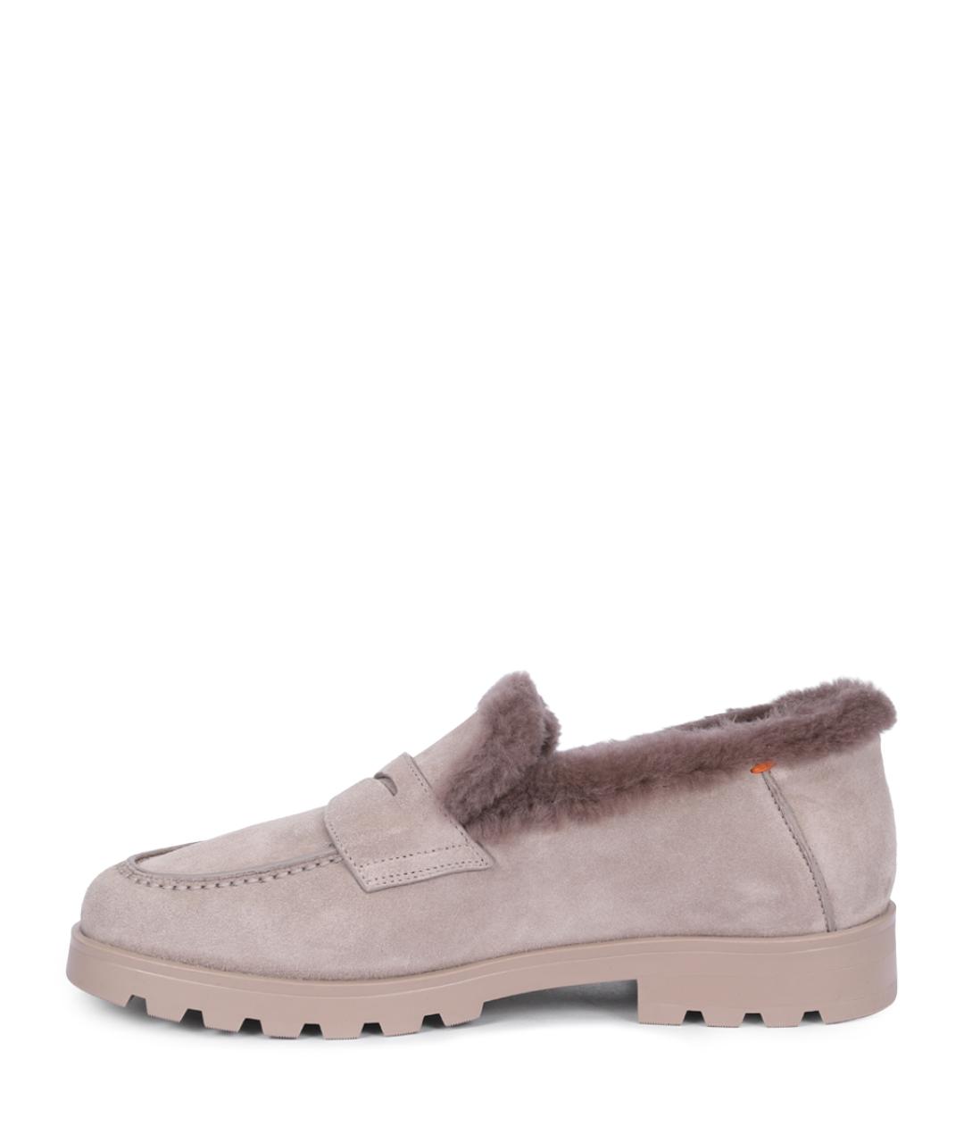SANTONI Бежевые замшевые лоферы, фото 3