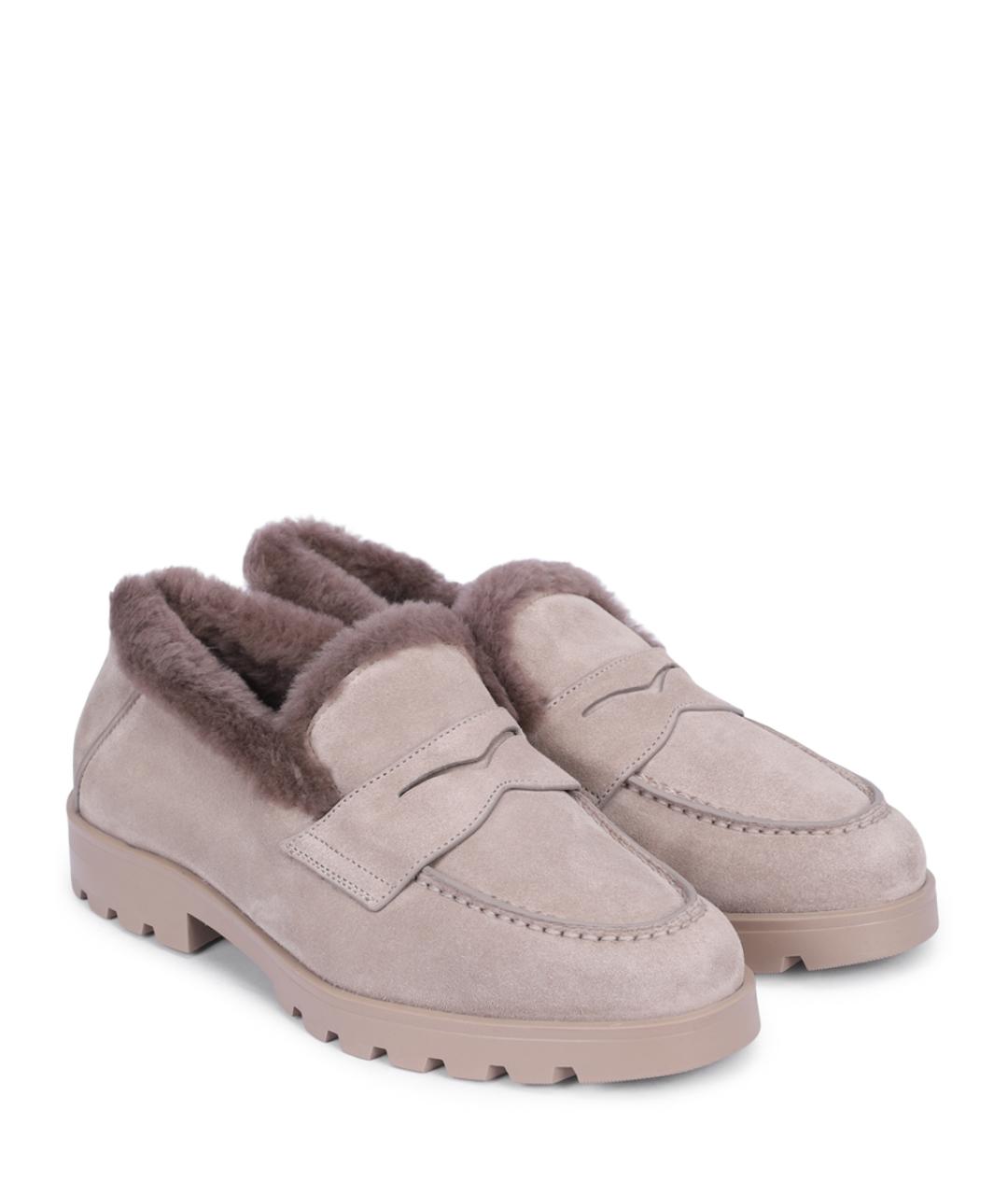 SANTONI Бежевые замшевые лоферы, фото 2