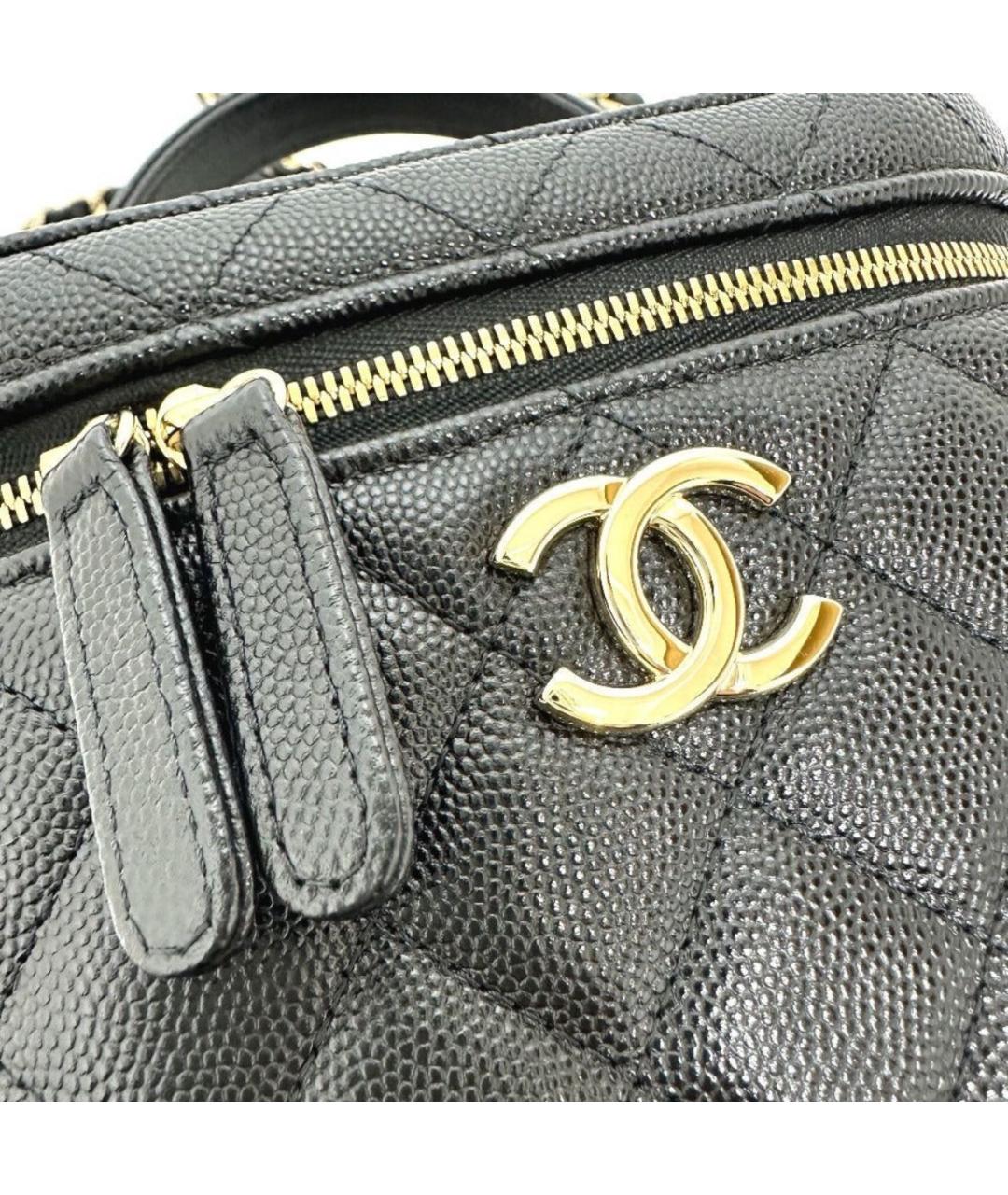 CHANEL Черная кожаная сумка с короткими ручками, фото 6