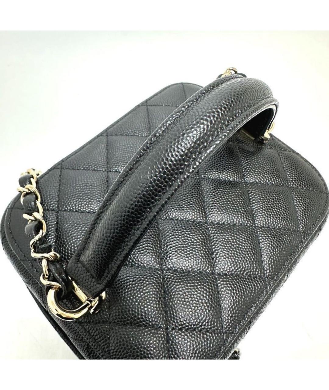 CHANEL Черная кожаная сумка с короткими ручками, фото 8