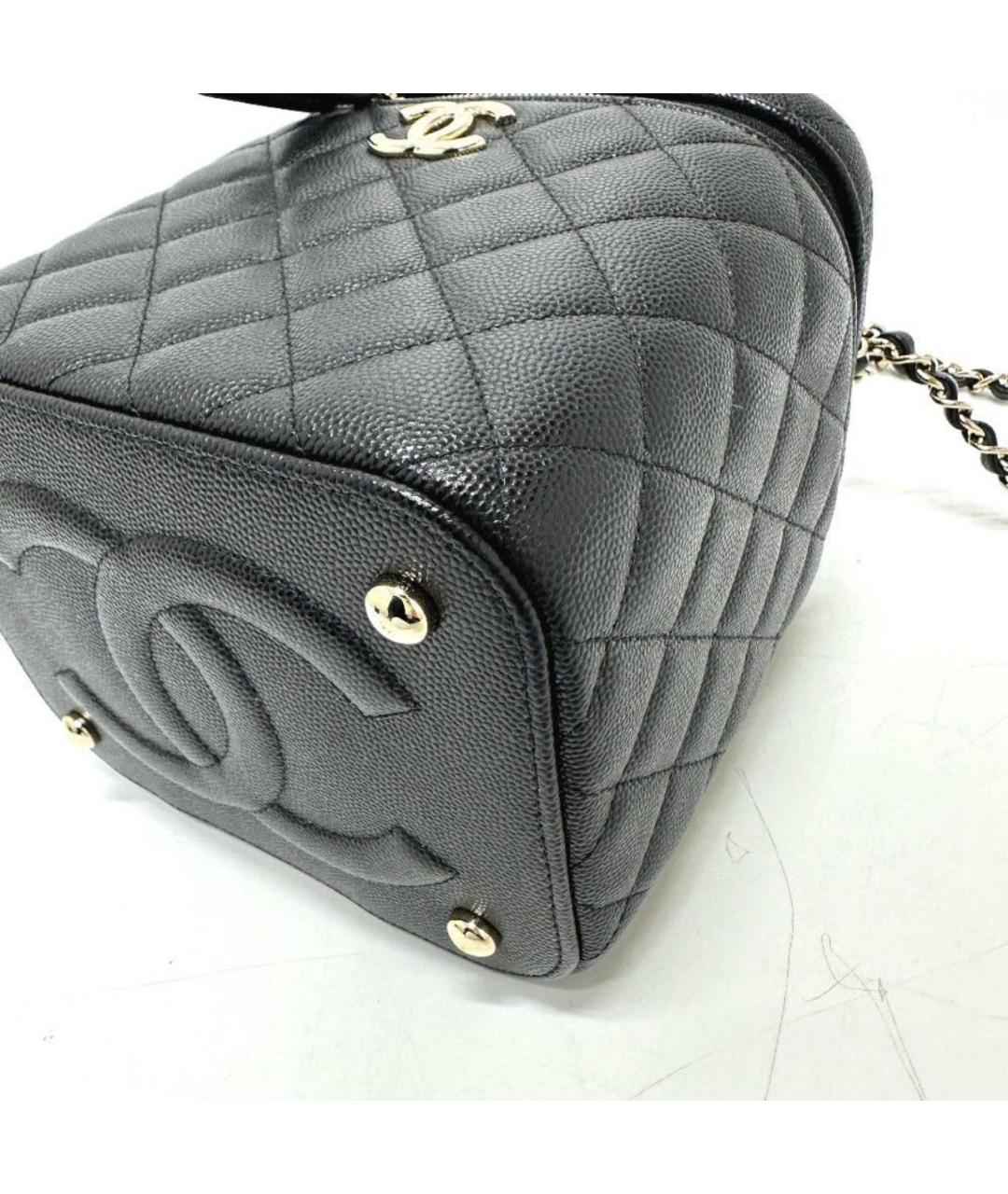 CHANEL Черная кожаная сумка с короткими ручками, фото 4