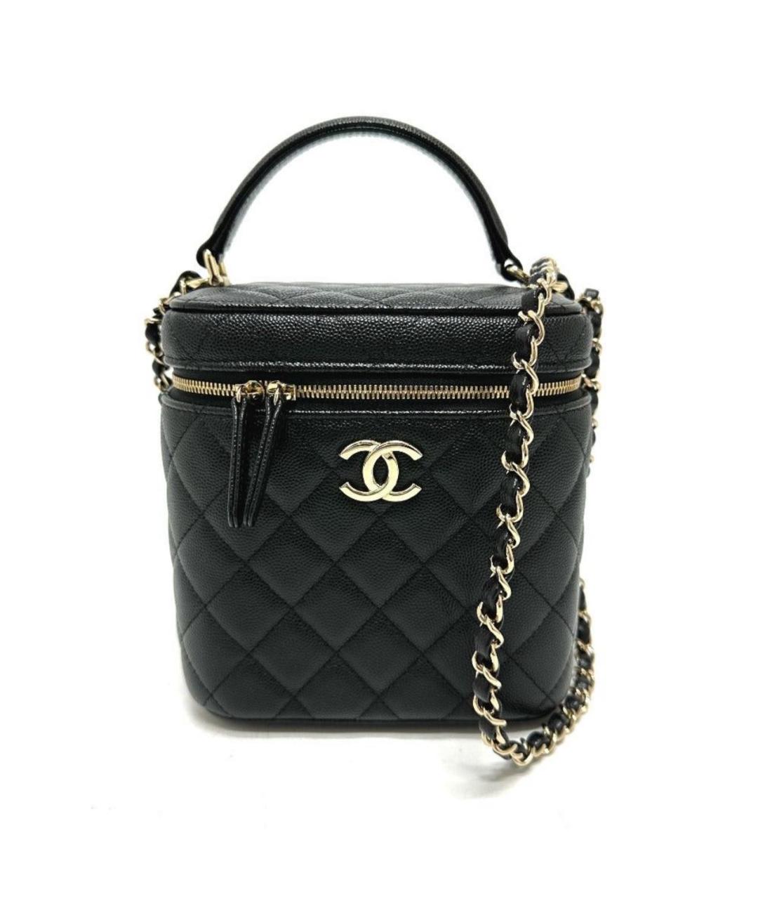 CHANEL Черная кожаная сумка с короткими ручками, фото 1