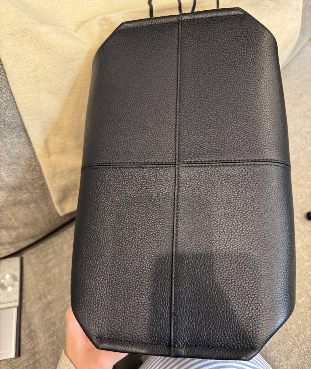 POLENE Черная кожаная сумка тоут, фото 6