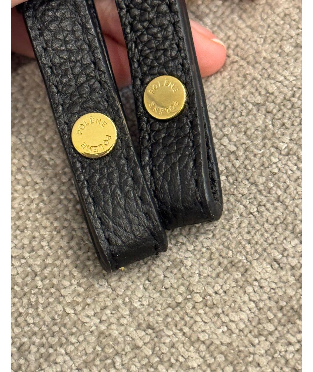 POLENE Черная кожаная сумка тоут, фото 8