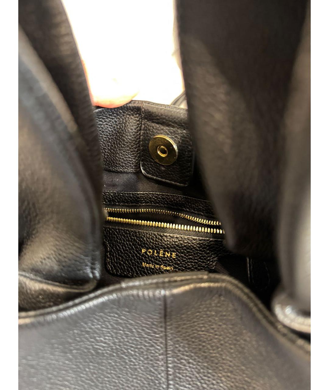 POLENE Черная кожаная сумка тоут, фото 4