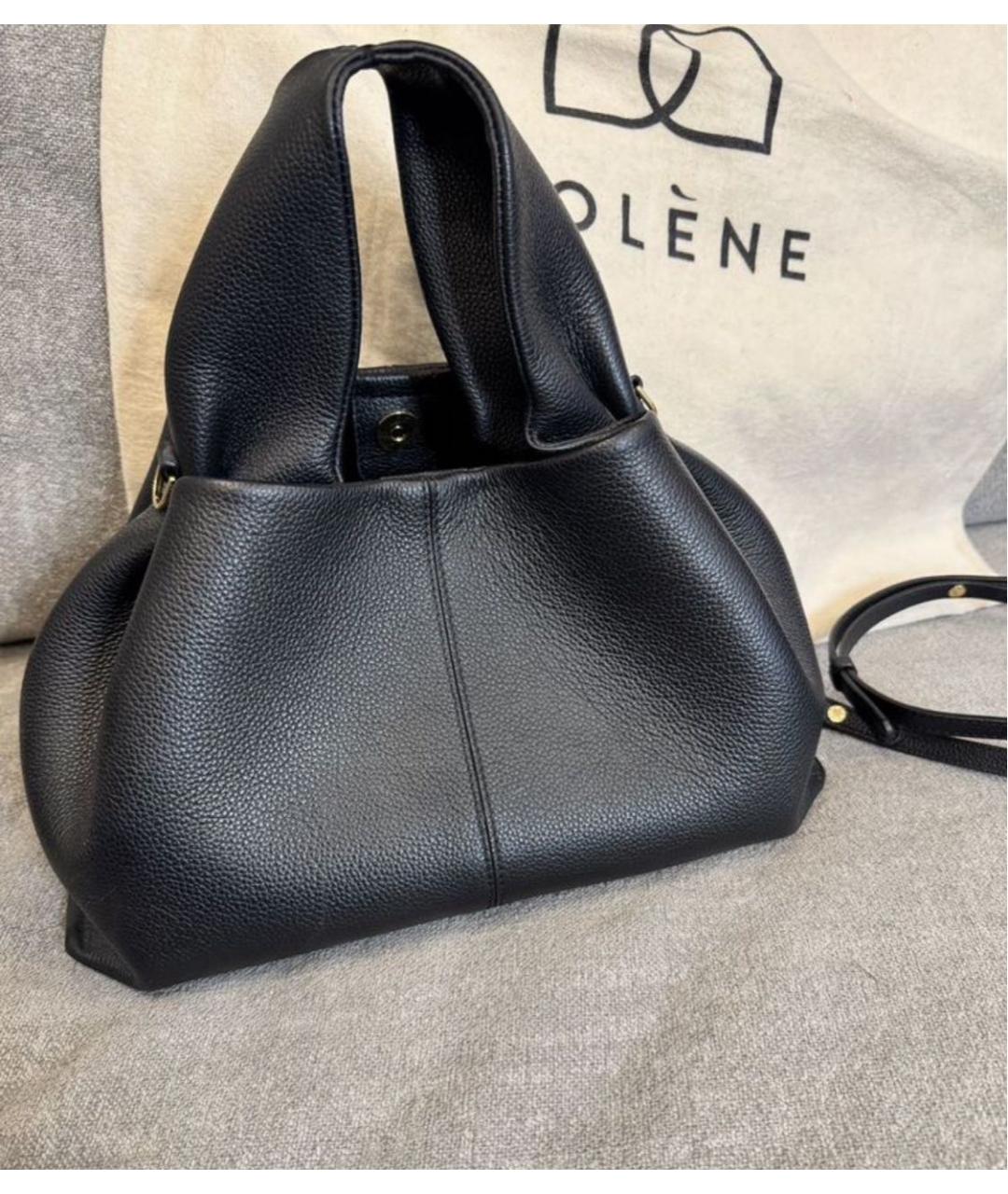POLENE Черная кожаная сумка тоут, фото 2
