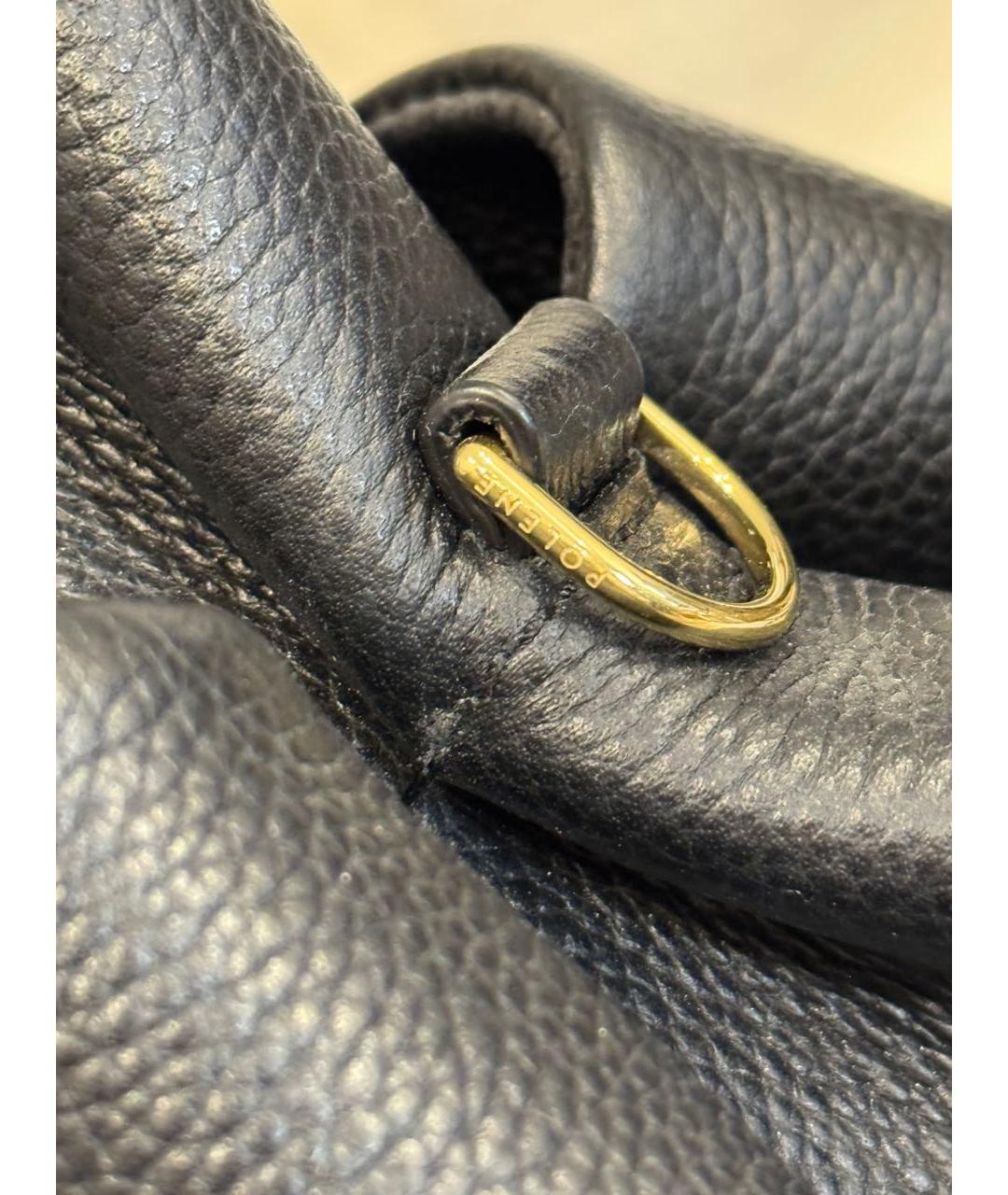 POLENE Черная кожаная сумка тоут, фото 7