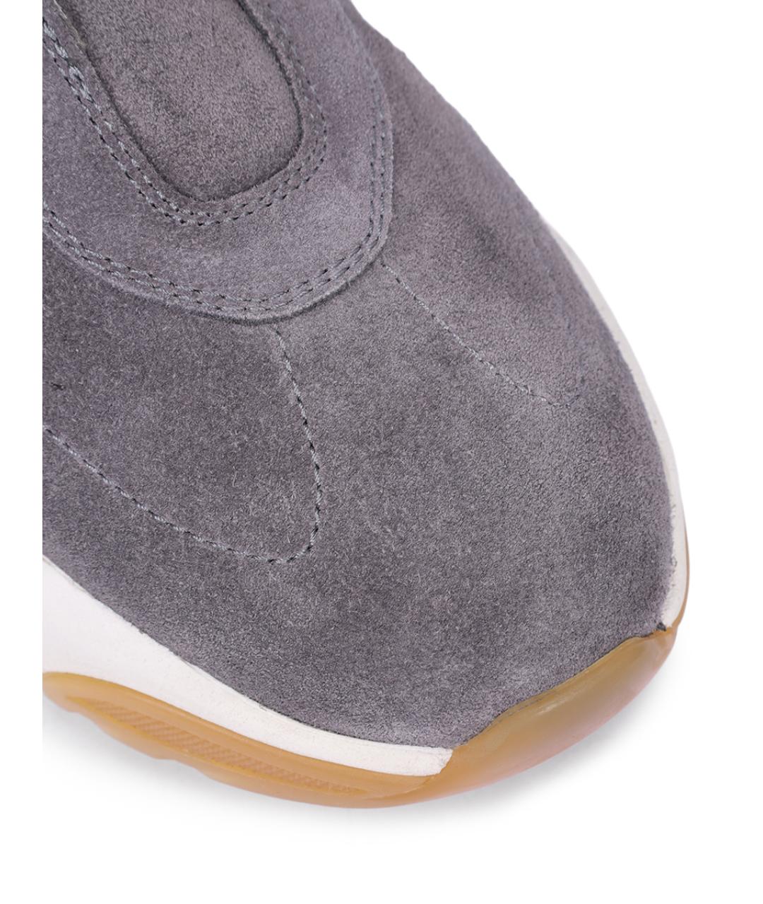SANTONI Серые замшевые кроссовки, фото 5