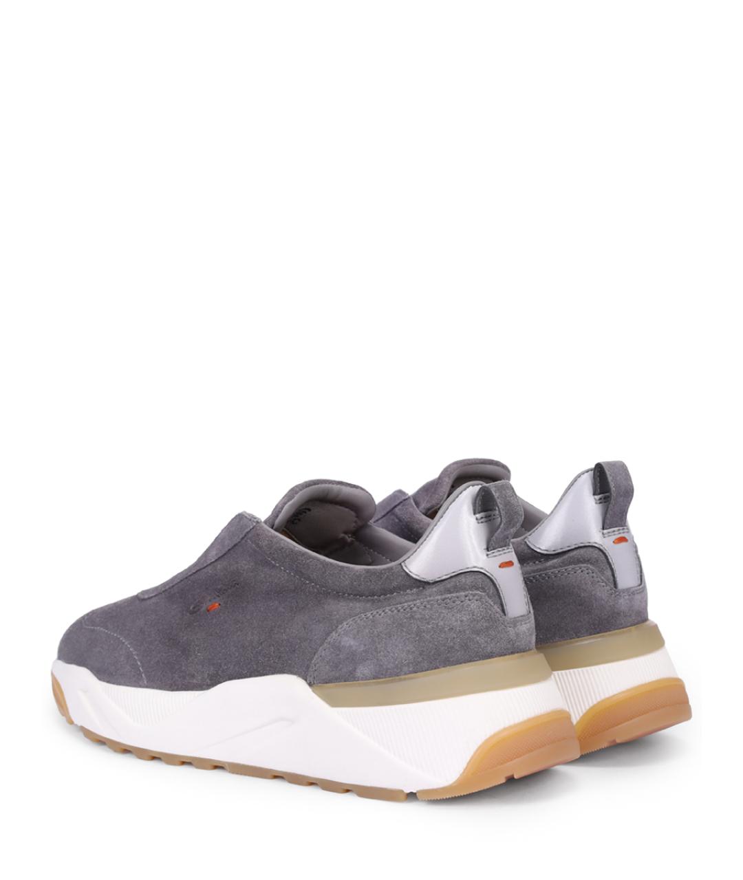 SANTONI Серые замшевые кроссовки, фото 4